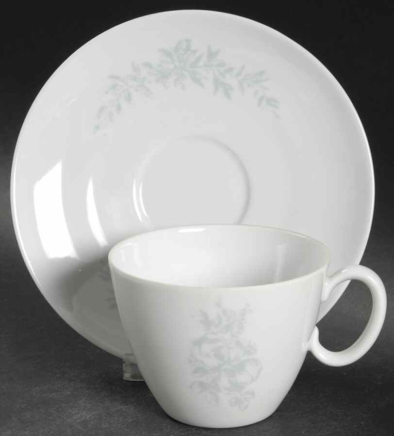 Rose Damask Flat Cup & Saucer Set by Rosenthal - Continental-1
