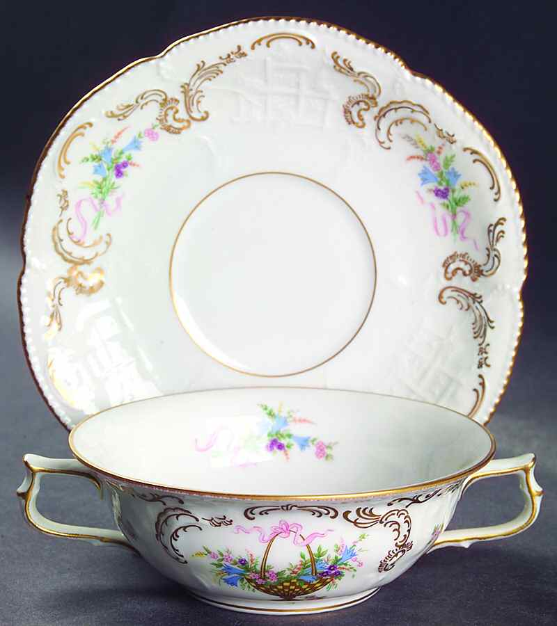 Rokoko Flat Cream Soup Bowl & Saucer Set by Rosenthal - Continental-1