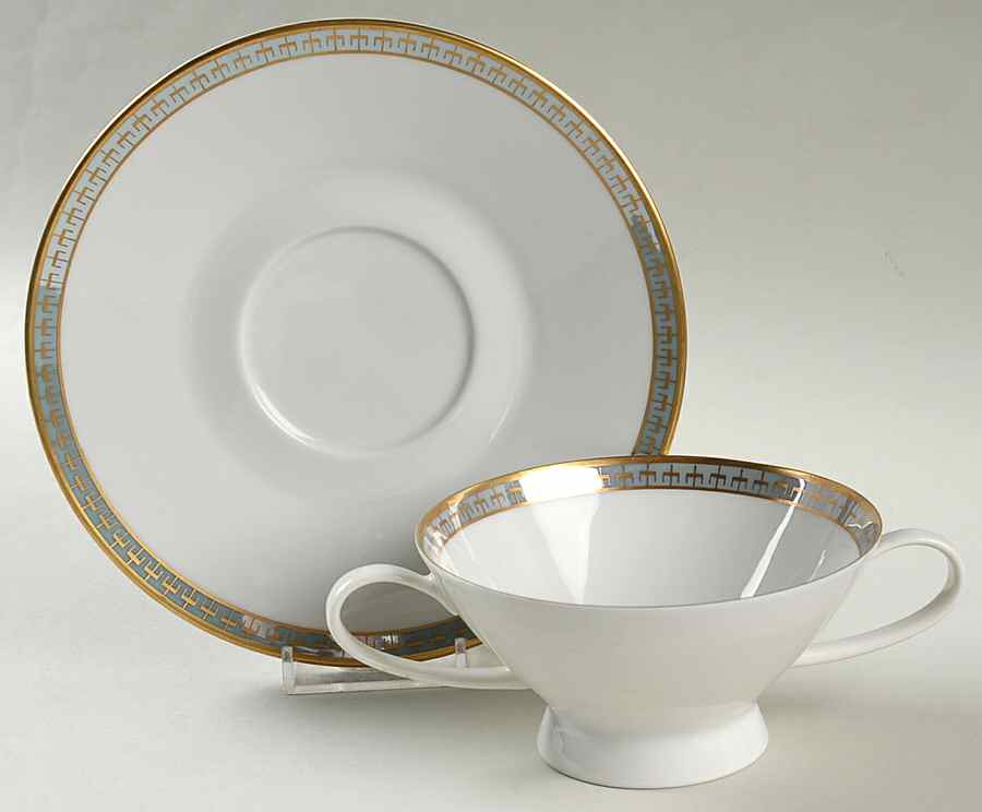 Rondo Footed Cream Soup Bowl & Saucer Set by Rosenthal - Continental-1