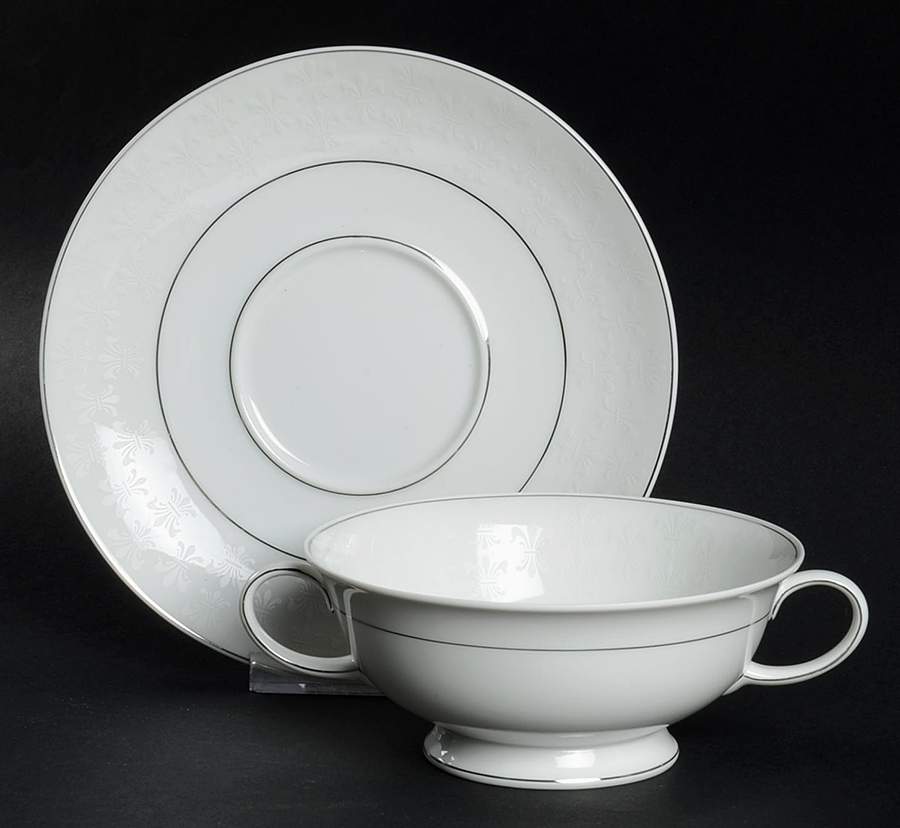 Royal Platinum Footed Cream Soup Bowl & Saucer Set by Rosenthal - Continental-1