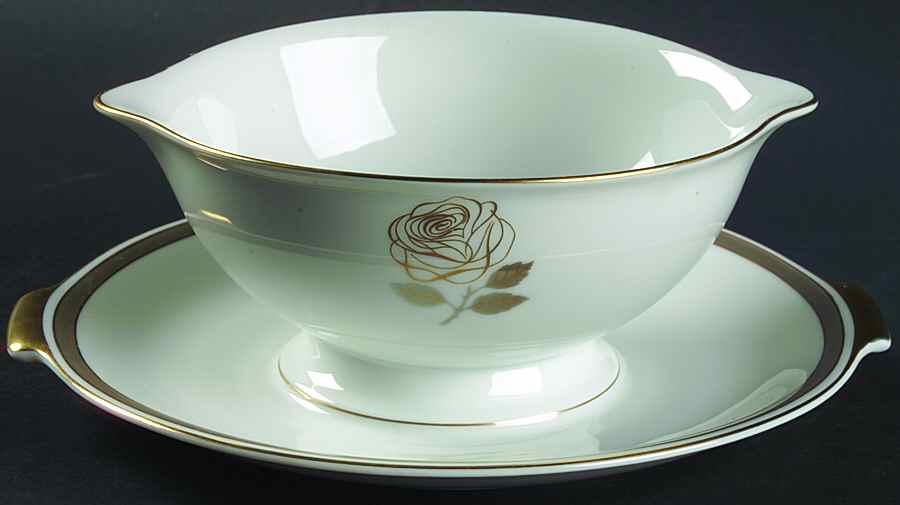Rosenthal Rose Gravy Boat with Attached Underplate by Rosenthal - Continental-1