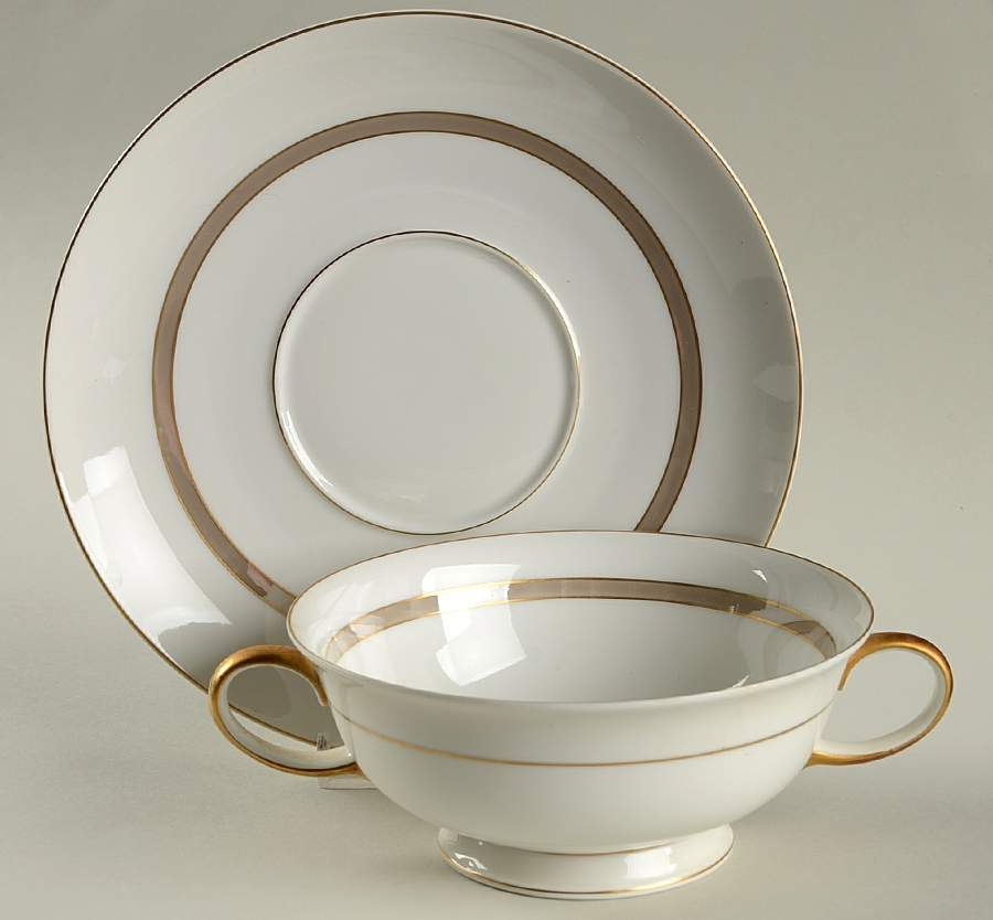 Rosenthal Rose Footed Cream Soup Bowl & Saucer Set by Rosenthal - Continental-1