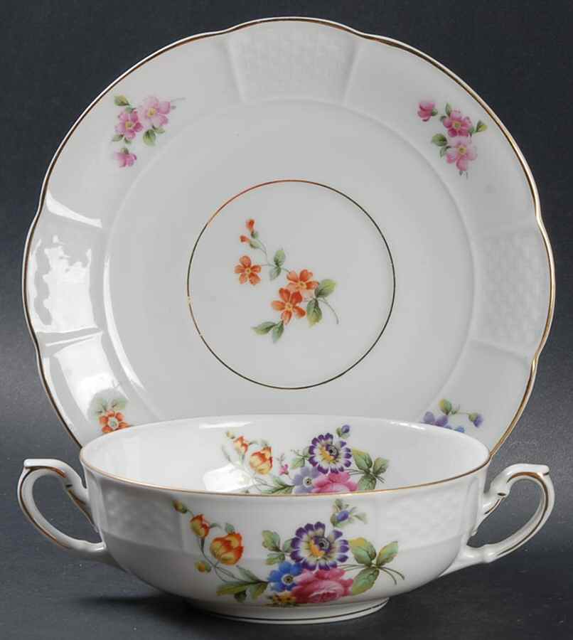 Rosemary Flat Cream Soup Bowl & Saucer Set by Rosenthal - Continental-1