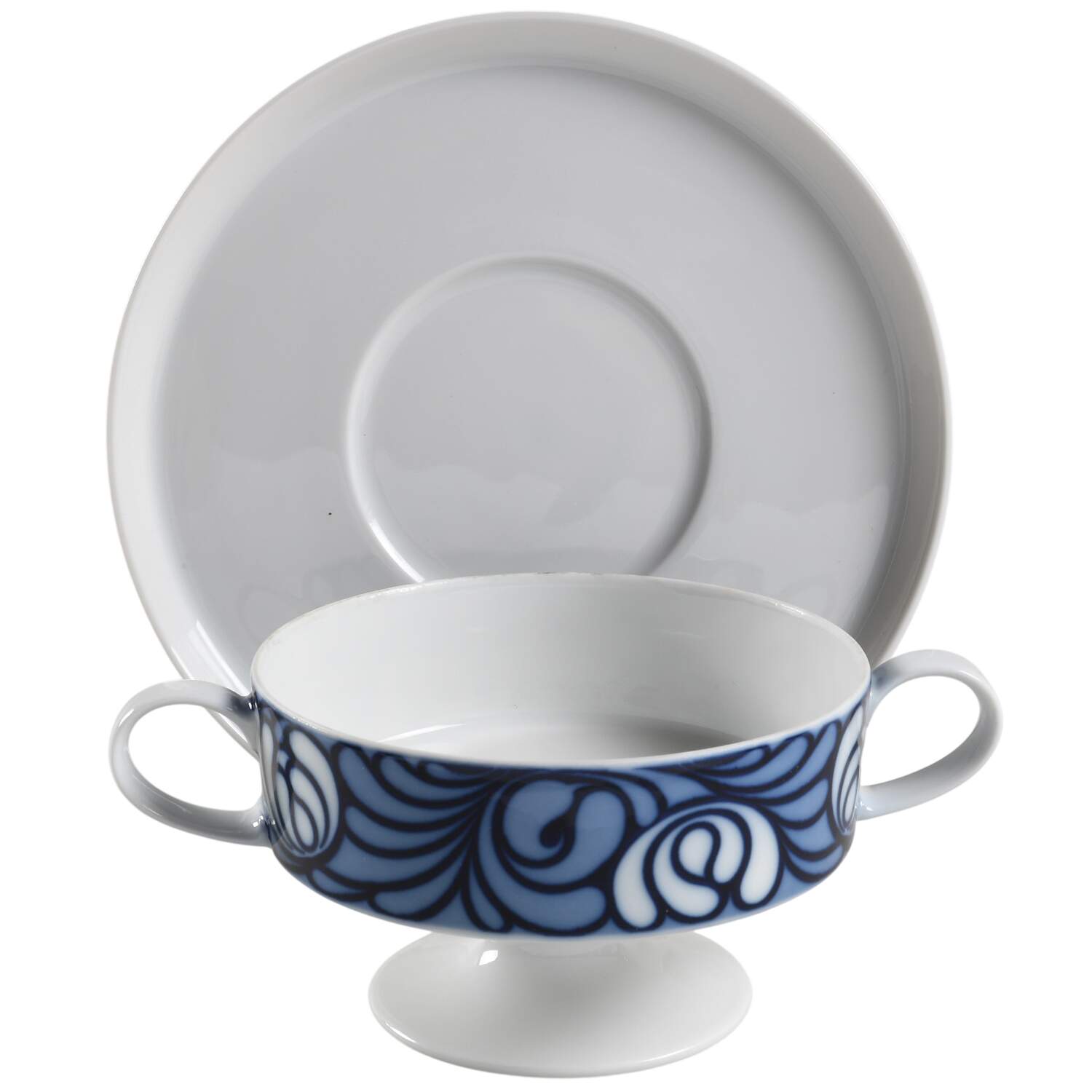 Rosamunde Footed Cream Soup Bowl & Saucer Set by Rosenthal - Continental-1
