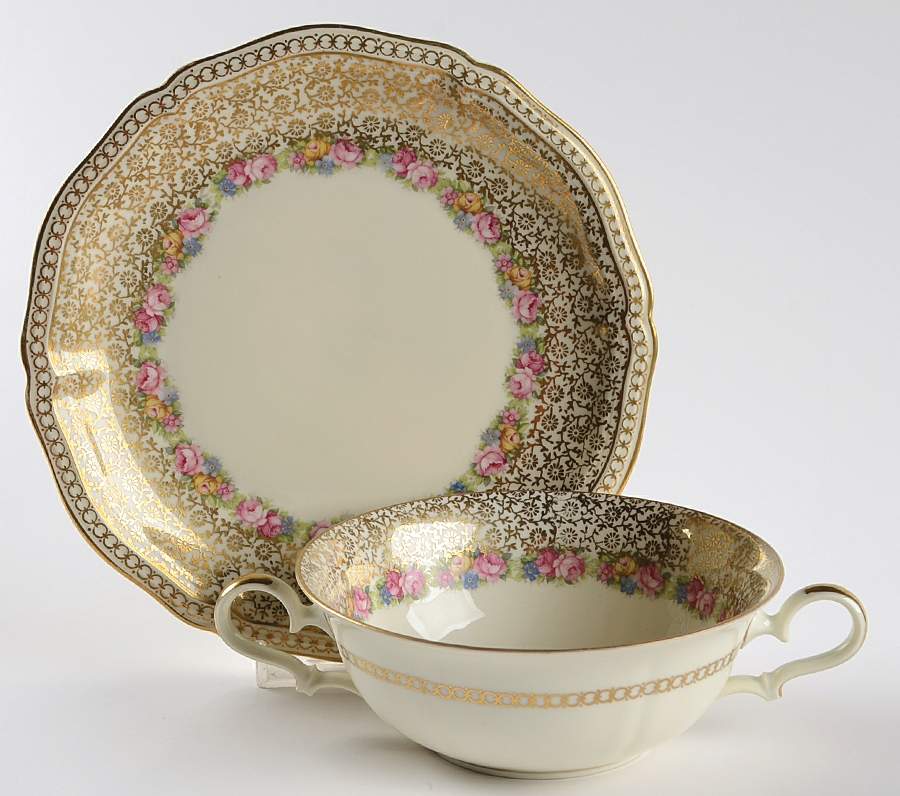 Rose Point Flat Cream Soup Bowl & Saucer Set by Rosenthal - Continental-1