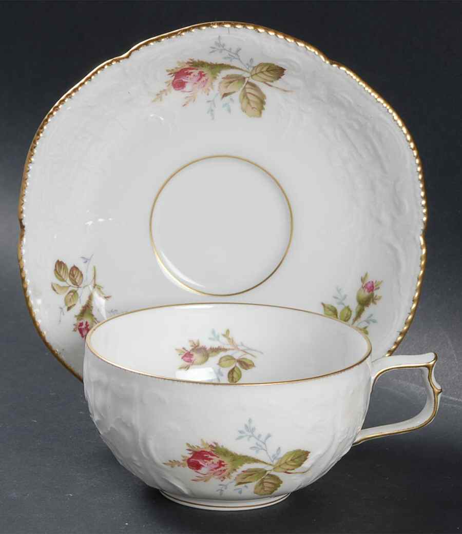 Rose White Flat Cup & Saucer Set by Rosenthal - Continental-1