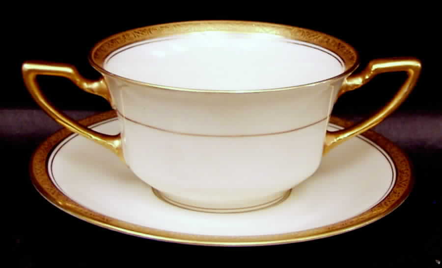 Royal (2462, Continental Ivory, Encrusted) Flat Bouillon Cup & Saucer by Rosenthal - Continental-1