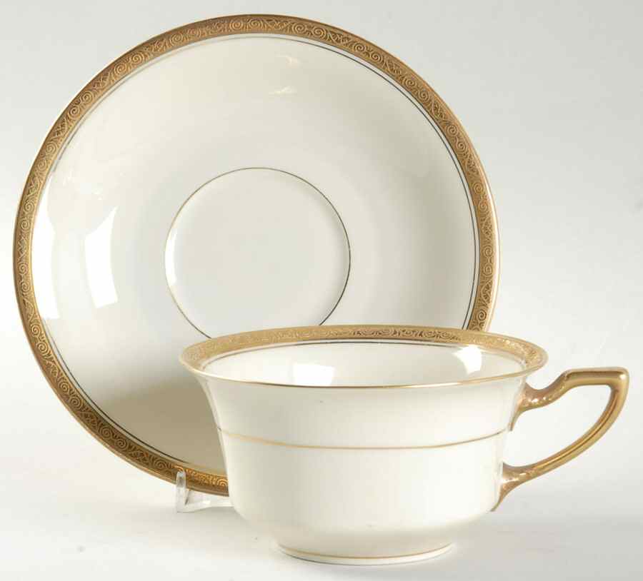 Royal (2462, Continental Ivory, Encrusted) Oversized Cup & Saucer Set by Rosenthal - Continental-1