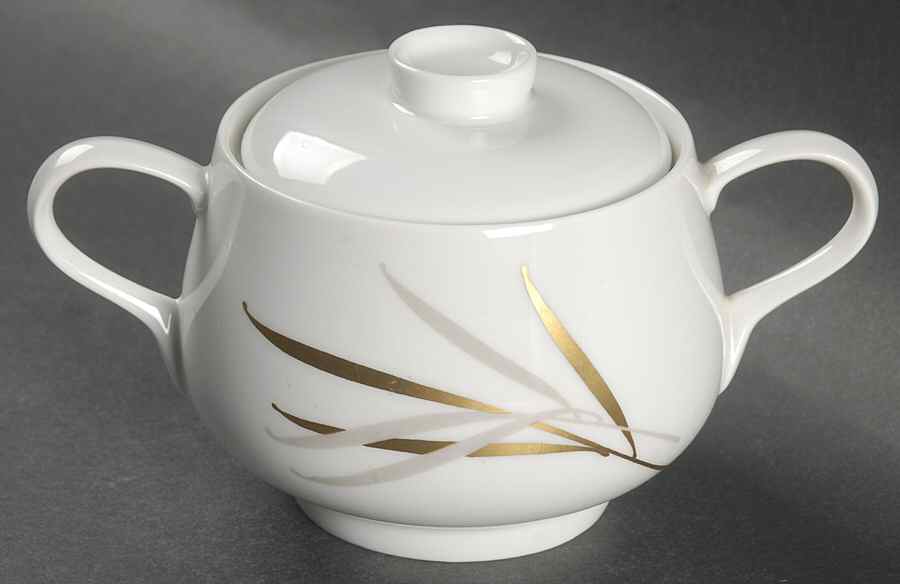 Royal (Form E, Gray and Gold Leaves) Sugar Bowl & Lid by Rosenthal - Continental-1