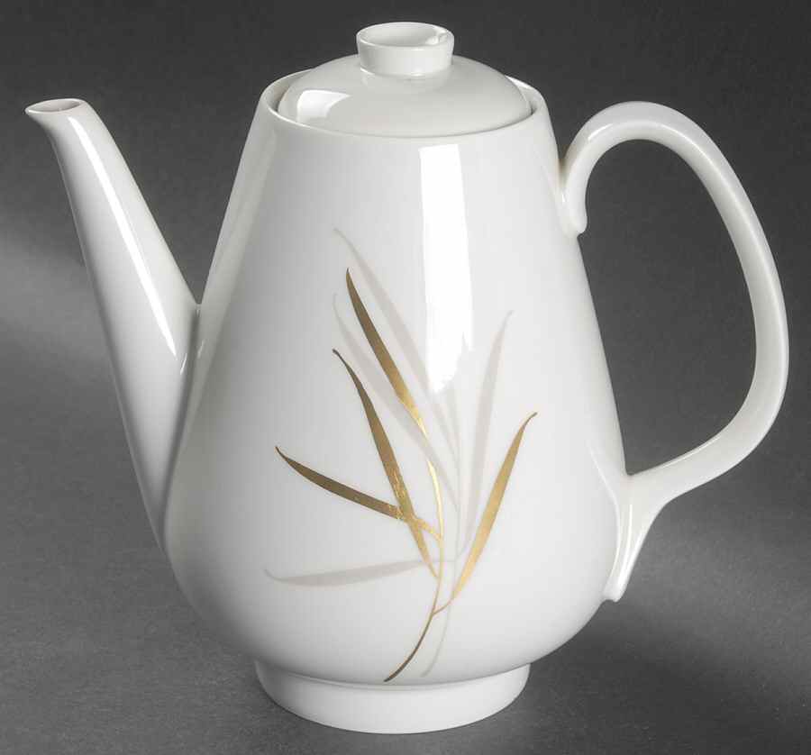 Royal (Form E, Gray and Gold Leaves) Coffee Pot & Lid by Rosenthal - Continental-1