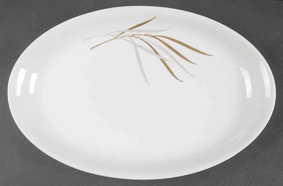 Royal (Form E, Gray and Gold Leaves) 13" Oval Serving Platter by Rosenthal - Continental-1