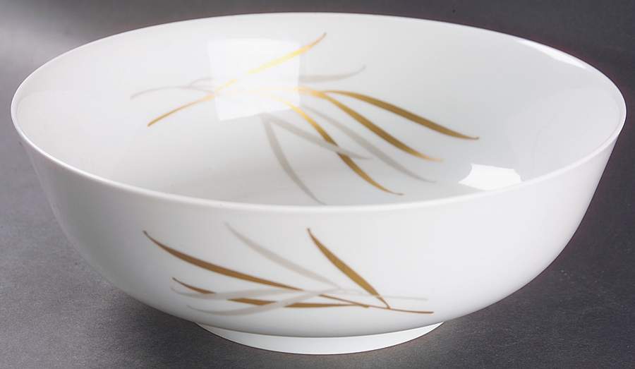 Royal (Form E, Gray and Gold Leaves) 8" Round Vegetable Bowl by Rosenthal - Continental-1