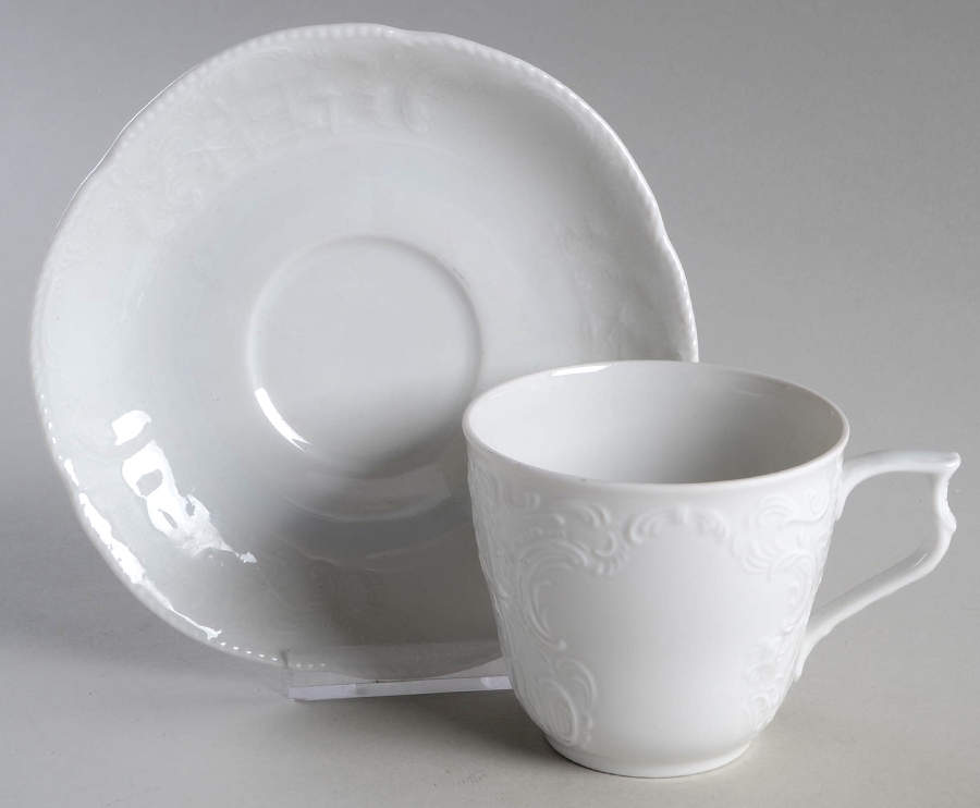 Sanssouci White Flat Cup & Saucer Set by Rosenthal - Continental-1