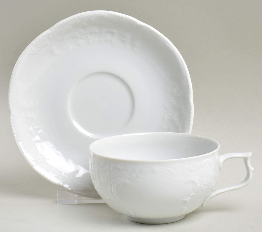 Sanssouci White Flat Cup & Saucer Set by Rosenthal - Continental-1