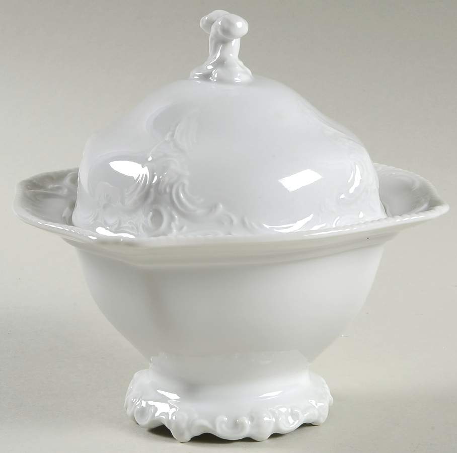 Sanssouci White Footed Sugar Bowl & Lid by Rosenthal - Continental-1