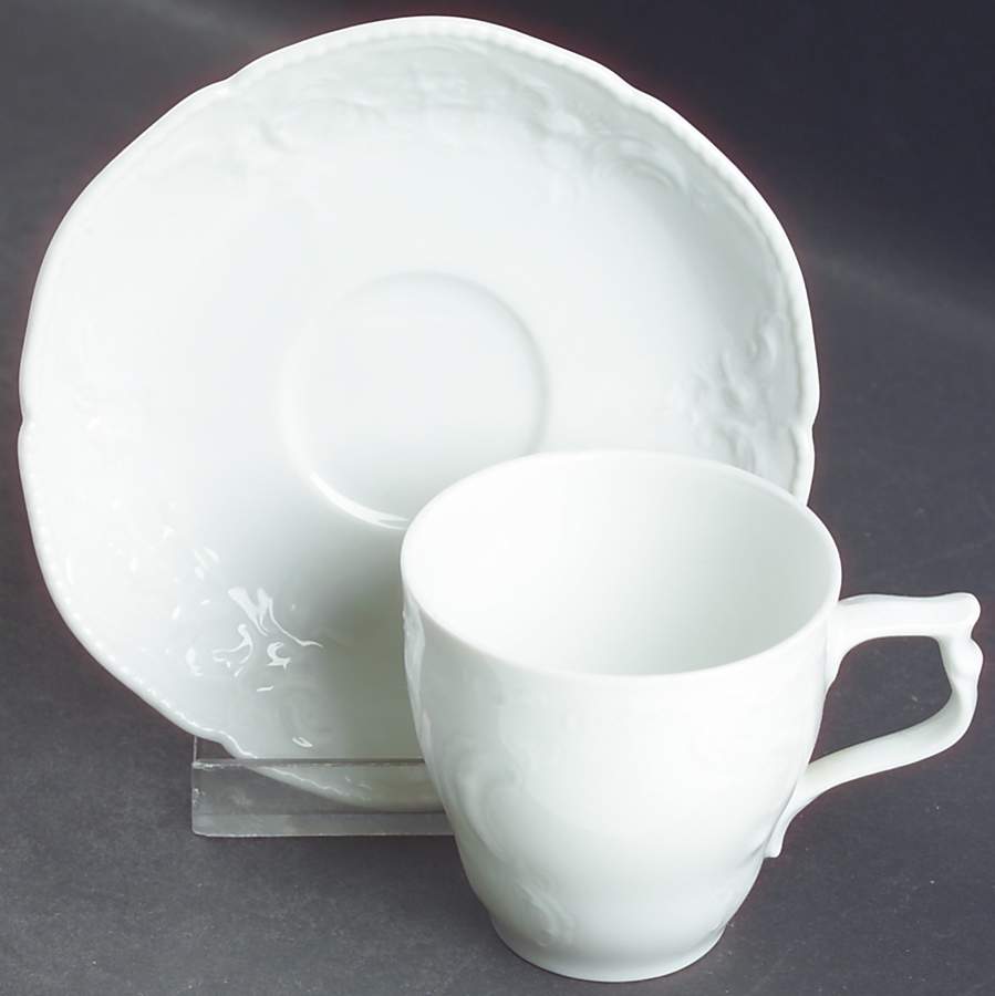 Sanssouci White Flat Demitasse Cup & Saucer Set by Rosenthal - Continental-1