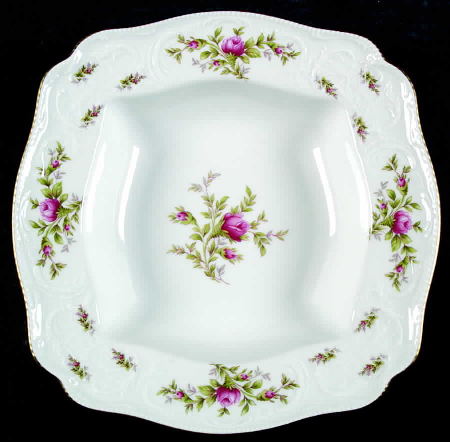 Sanssouci Rose White (Gold Trim) 9" Square Vegetable Bowl by Rosenthal - Continental-1