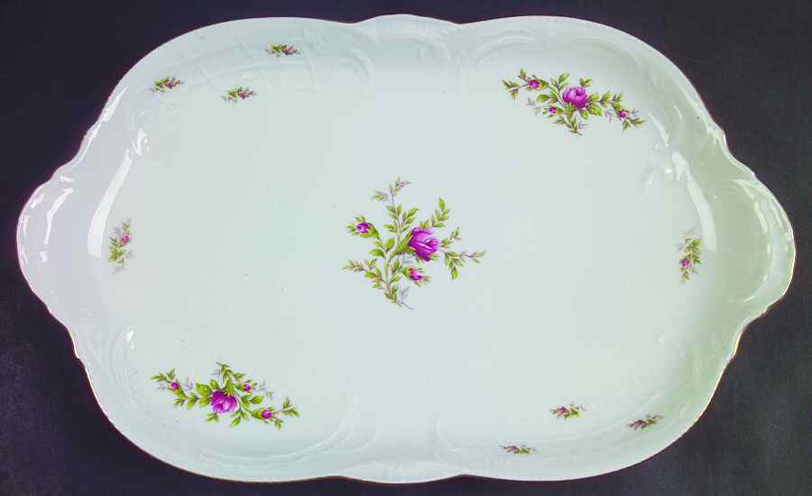 Sanssouci Rose White (Gold Trim) 15" Oval Serving Platter by Rosenthal - Continental-1