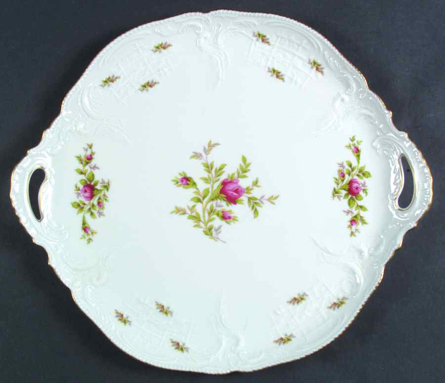 Sanssouci Rose White (Gold Trim) Handled Cake Plate by Rosenthal - Continental-1