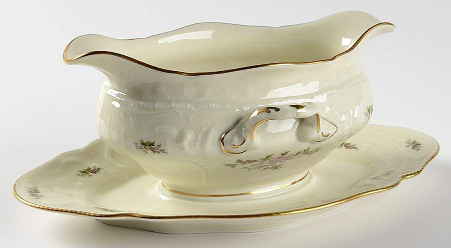 Sanssouci Rose Ivory (Gold Trim) Gravy Boat with Attached Underplate by Rosenthal - Continental-1