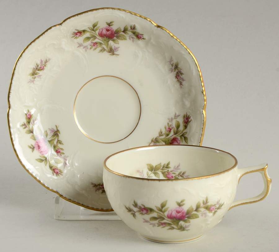 Sanssouci Rose Ivory (Gold Trim) Flat Demitasse Cup & Saucer Set by Rosenthal - Continental-1