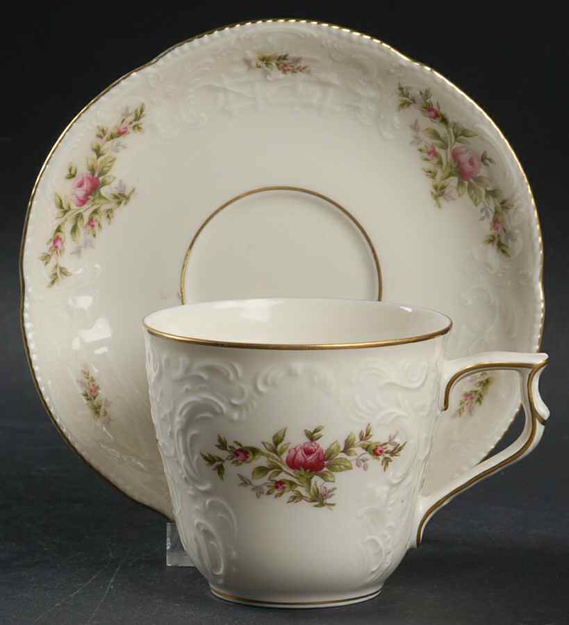 Sanssouci Rose Ivory (Gold Trim) Flat Cup & Saucer Set by Rosenthal - Continental-1