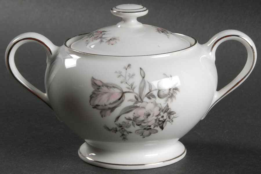 Sanssouci Rose (Platinum Trim) Sugar Bowl & Lid by Rosenthal - Continental-1