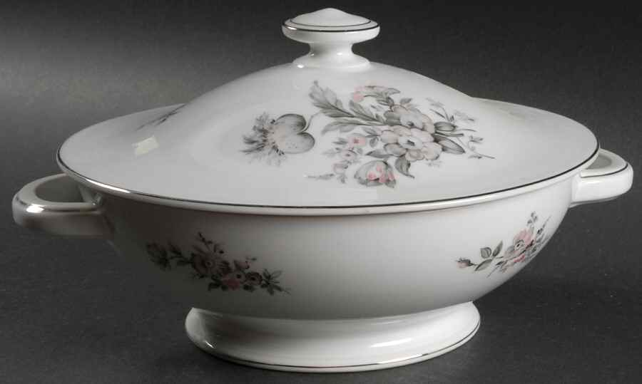 Sanssouci Rose (Platinum Trim) Round Covered Vegetable by Rosenthal - Continental-1