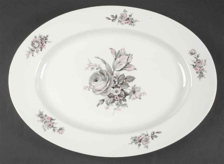 Sanssouci Rose (Platinum Trim) 14" Oval Serving Platter by Rosenthal - Continental-1