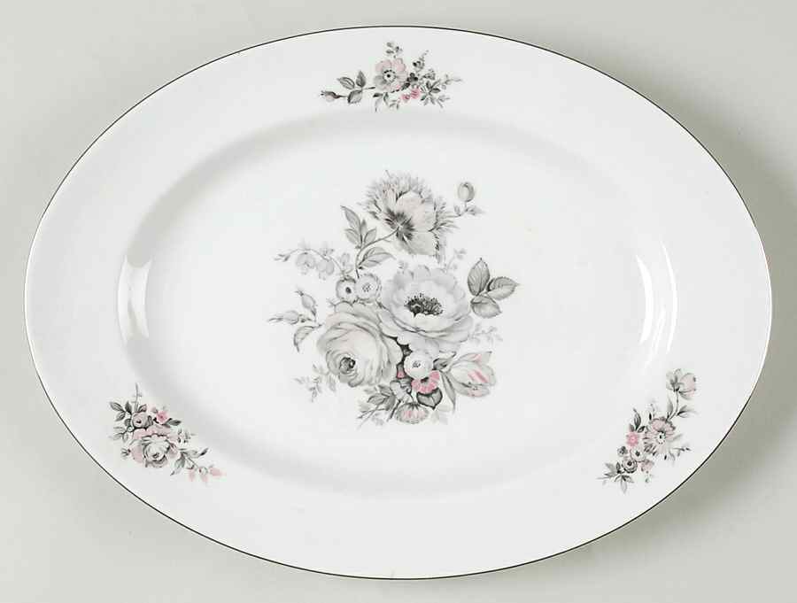 Sanssouci Rose (Platinum Trim) 12" Oval Serving Platter by Rosenthal - Continental-1