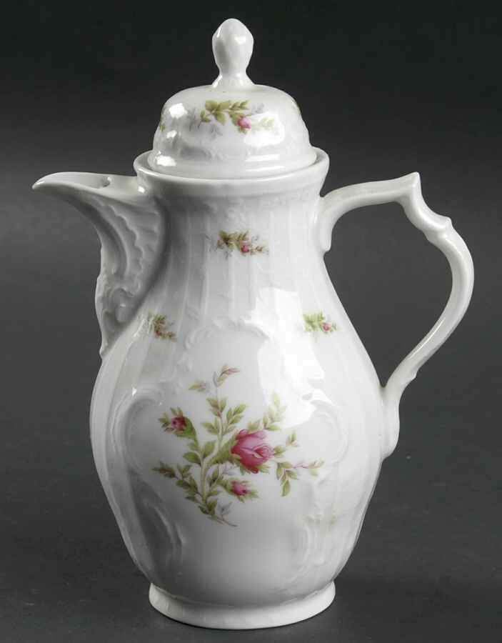 Sanssouci Rose (White, No Trim) Individual Coffee Pot & Lid by Rosenthal - Continental-1