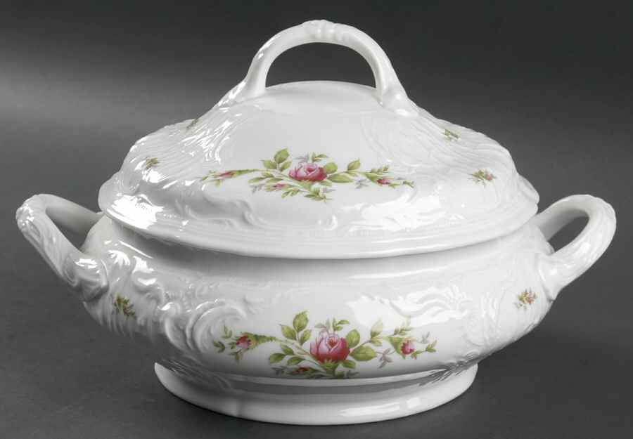 Sanssouci Rose (White, No Trim) Round Covered Vegetable by Rosenthal - Continental-1