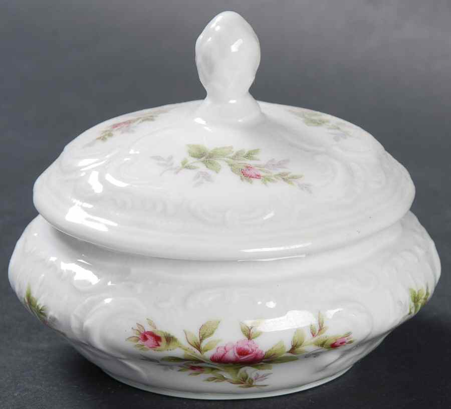 Sanssouci Rose (White, No Trim) Mini Sugar Bowl & Lid by Rosenthal - Continental-1
