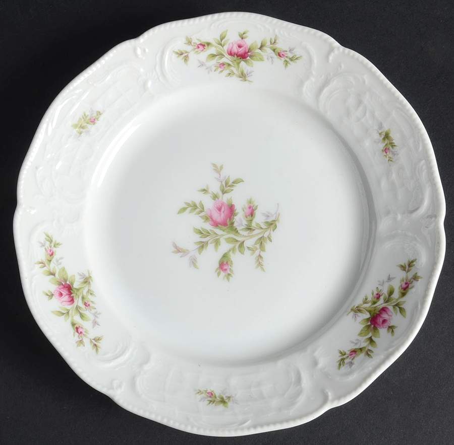 Sanssouci Rose (White, No Trim) Dessert/Pie Plate by Rosenthal - Continental-1