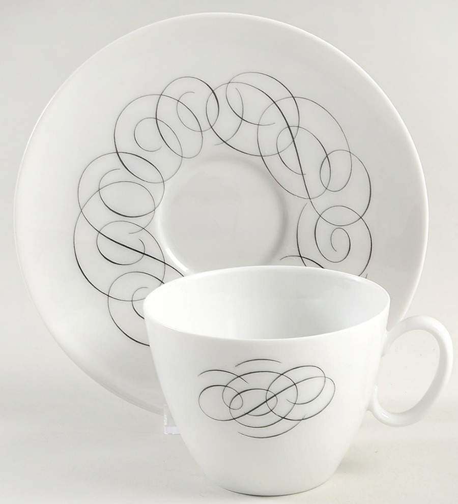 Script Flat Cup & Saucer Set by Rosenthal - Continental-1