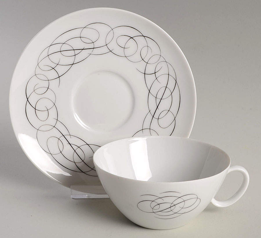 Script Flat Cup & Saucer Set by Rosenthal - Continental-1