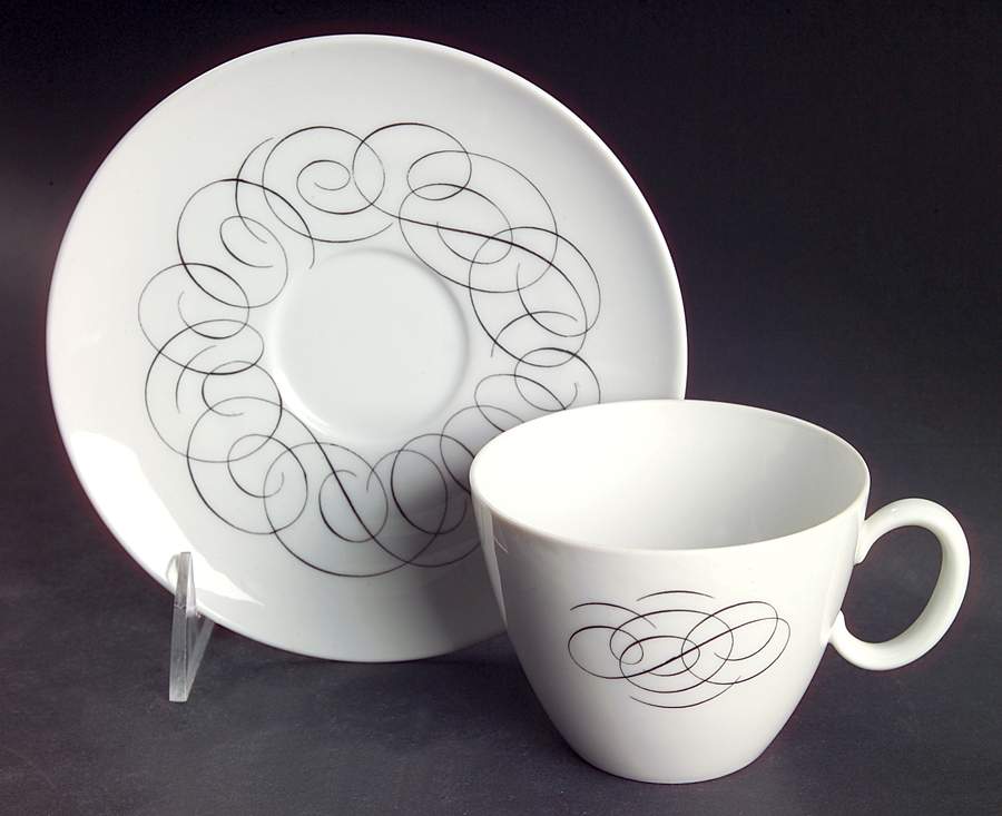 Script Flat Cup & Saucer Set by Rosenthal - Continental-1
