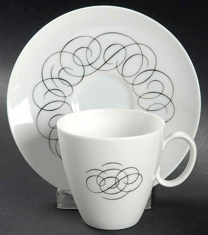 Script Flat Demitasse Cup & Saucer Set by Rosenthal - Continental-1