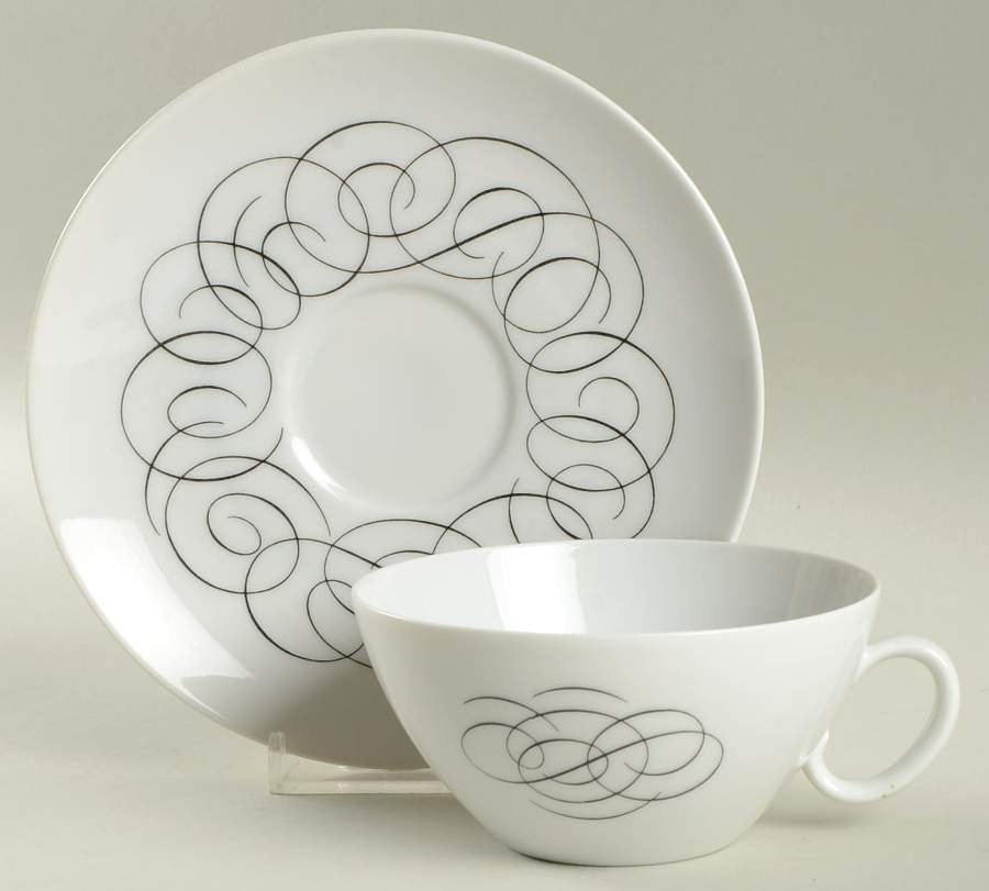 Script Flat Cup & Saucer Set by Rosenthal - Continental-1
