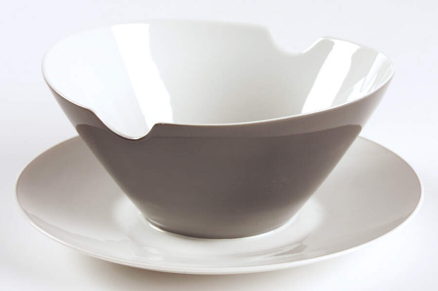 Secunda Gray Gravy Boat with Attached Underplate by Rosenthal - Continental-1