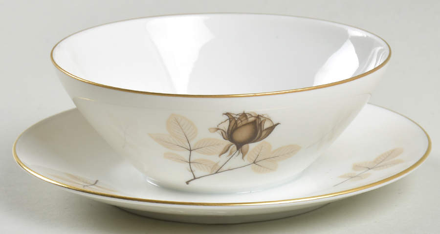 Shadow Rose Sauce Boat with Attached Underplate No Lid by Rosenthal - Continental-1
