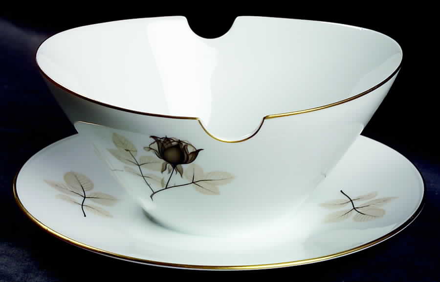 Shadow Rose Round Gravy Boat/Attached Underplate by Rosenthal - Continental-1