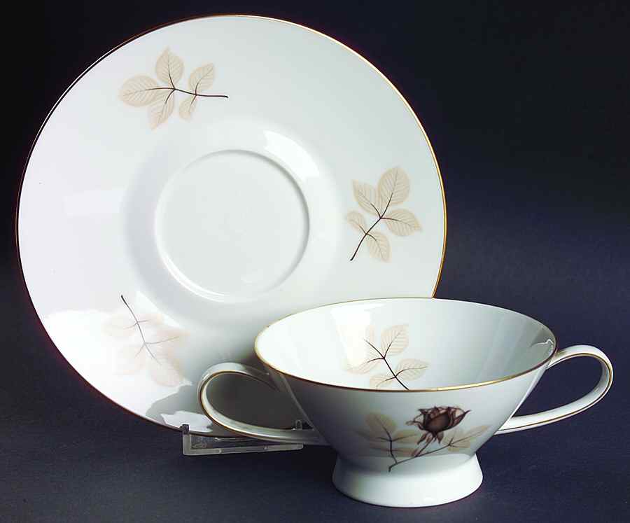 Shadow Rose Footed Bouillon Cup & Saucer by Rosenthal - Continental-1