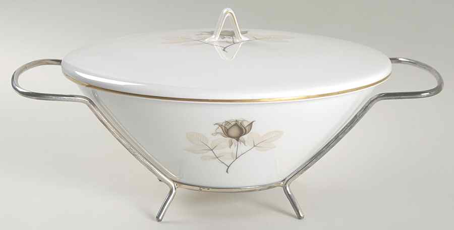 Shadow Rose Round Covered Vegetable-Uses RV9 As Base W/Mtl Std by Rosenthal - Continental-1
