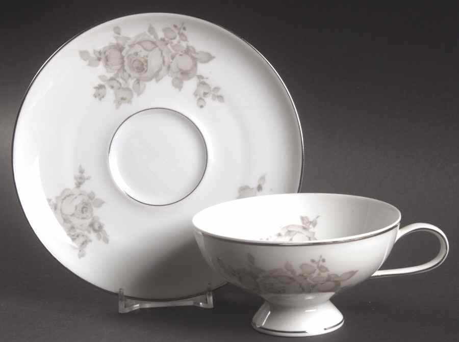 Silver Glow Footed Cup & Saucer Set by Rosenthal - Continental-1