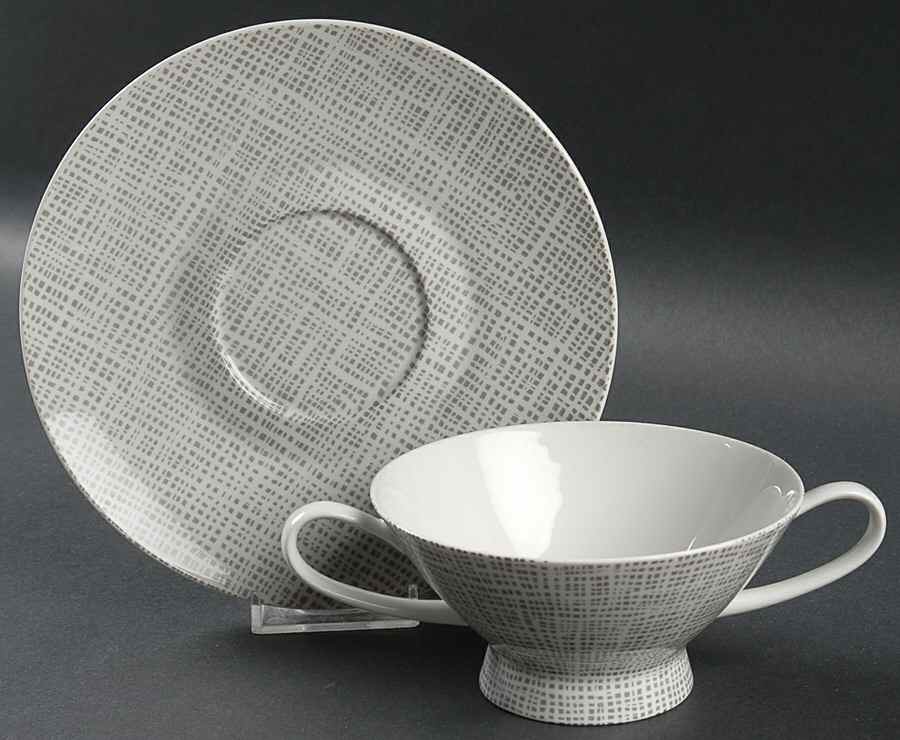 Silk Velvet Footed Cream Soup Bowl & Saucer Set by Rosenthal - Continental-1