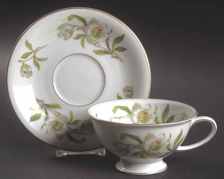 Snow Rose Footed Cup & Saucer Set by Rosenthal - Continental-1