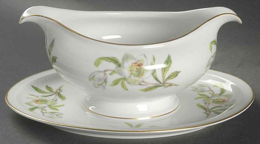 Snow Rose Gravy Boat with Attached Underplate by Rosenthal - Continental-1
