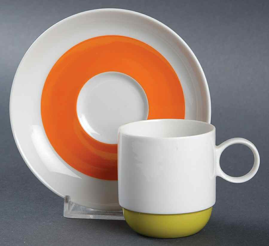 Springtime White (Yellow Inner Ring) Flat Demitasse Cup & Saucer Set by Rosenthal - Continental-1