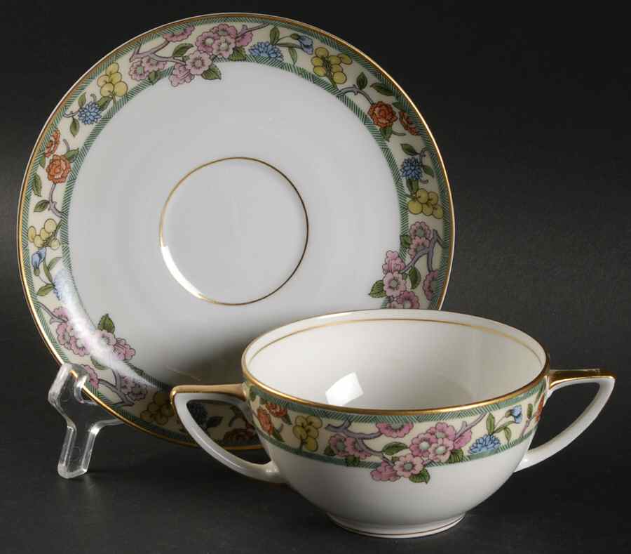 Springtime Multicolor Flat Bouillon Cup & Saucer by Rosenthal - Continental-1